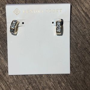 Jack Gold Huggie Earrings in White Crystal